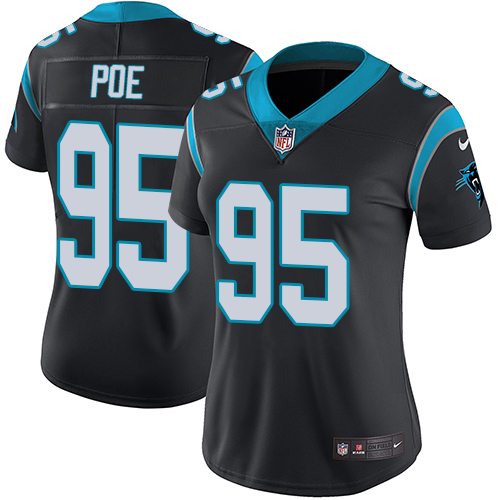 Nike Panthers #95 Dontari Poe Black Team Color Women's Stitched NFL Vapor Untouchable Limited Jersey - Click Image to Close